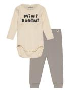 Mini Rodini Cats Baby Kit Sets Sets With Body Beige Mini Rodini