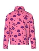 Squiggly Cats Aop Turtleneck Tops T-shirts Turtleneck Pink Mini Rodini