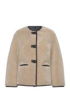 Applique Fur Effect Coat Outerwear Faux Fur Beige Mango