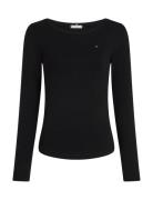 Slim 5X2 Rib O-Nk Ls Tops Knitwear Jumpers Black Tommy Hilfiger