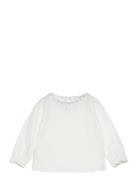 Contrast Detail T-Shirt Tops T-shirts Long-sleeved T-Skjorte White Man...