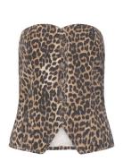 Leopard-Print Corset Top Tops T-shirts & Tops Sleeveless Brown Mango