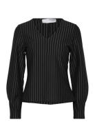 Slfpennie Ls V-Neck Top Tops Blouses Long-sleeved Black Selected Femme