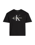 Monologo Glitter Ss T-Shirt Tops T-Kortærmet Skjorte Black Calvin Klei...