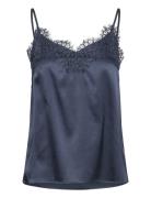 Rwjade Silk Regular Strap Lace Top Tops Blouses Sleeveless Navy Rosemu...