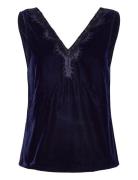 Aomi Lace Top Tops Blouses Sleeveless Navy Rosemunde