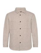 Slhreg-Hank Herringb Overshirt Tops Overshirts Cream Selected Homme