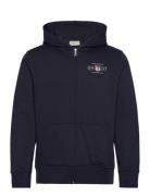 Graphic Fullzip Hoodie Tops Sweatshirts & Hoodies Hoodies Navy GANT