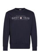 Graphic C-Neck Sweat Tops Sweatshirts & Hoodies Sweatshirts Navy GANT