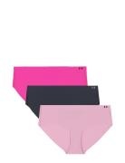 Ua Pure Stretch No Show Hipster-Solid3Pk Sport Panties Briefs Pink Und...