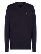 Essential Cotton V Neck Tops Knitwear V-necks Navy Tommy Hilfiger