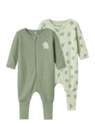 Nbmnightsuit 2P Zip Ff Sea Elephant Noos Pyjamas Sie Jumpsuit Green Na...