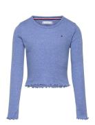 Slub Knit Top Ls Tops T-shirts Long-sleeved T-Skjorte Blue Tommy Hilfi...