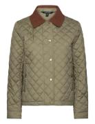 Corduroy-Trim Diamond-Quilted Jacket Quiltet Jakke Khaki Green Lauren ...