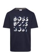 Short Sleeves Tee-Shirt Tops T-Kortærmet Skjorte Navy BOSS