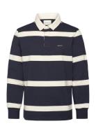 Yarn Dyed Striped Heavy Rugger Tops Polos Long-sleeved Navy GANT