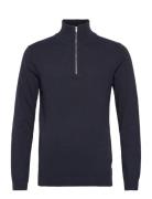 100% Recycle Knit Half Zip Tops Knitwear Half Zip Jumpers Navy Lindber...