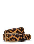 Leopard Fur Leather Belt Bælte Brown Mango