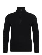 Perkins-Neck Knitted Sweater Tops Knitwear Half Zip Jumpers Black Mang...