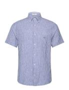 Reg Cotton Linen Stripe Ss Shirt Tops Shirts Linen Shirts Blue GANT