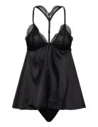 Bd Satin Emb Ruby Bodies Slip Black Hunkemöller