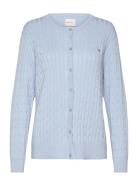 Stretch Cotton Cable Cardigan Tops Knitwear Cardigans Blue GANT