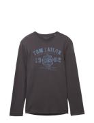 Printed Longsleeve Tops T-Langærmet Skjorte Grey Tom Tailor