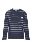 Chest-Pocket Striped T-Shirt Tops T-shirts Long-sleeved T-Skjorte Navy...