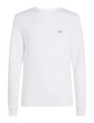 Woven Label Waffle Ls Tee Tops T-Langærmet Skjorte White Calvin Klein ...