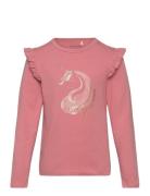 T-Shirt Ls Tops T-shirts Long-sleeved T-Skjorte Pink Minymo