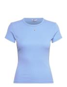 Tjw Slim Essential Rib Ss Ext Tops T-shirts & Tops Short-sleeved Blue ...