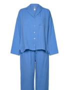 Pyjama Set Cotton Gauze Pyjamas Nattøj Blue Lindex