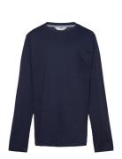 Basic T-Shirt Tops T-shirts Long-sleeved T-Skjorte Navy Mango