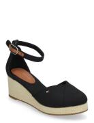 Flag Closed Toe Mid Wedge Espad Sko Med Kilehæl Black Tommy Hilfiger