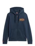 Vl Embroidered Ziphood Tops Sweatshirts & Hoodies Hoodies Navy Superdr...