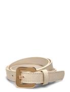 Croco Leather-Effect Belt Bælte Beige Mango