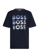 Short Sleeves Tee-Shirt Tops T-Kortærmet Skjorte Navy BOSS