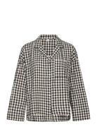 Pyjama Shirt Seersucker Top Black Lindex
