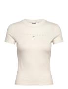 Tjw Slim Tonal Linear Tee Ext Tops T-shirts & Tops Short-sleeved Cream...