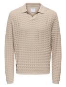 Onsantonio Ls 12 Resort Crochet Polo Tops Knitwear Long Sleeve Knitted...