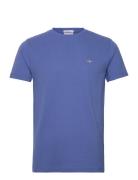 Slim Pique Ss T-Shirt Tops T-Kortærmet Skjorte Blue GANT