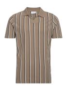 Stretch Polo Shirt S/S Tops Polos Short-sleeved Beige Lindbergh