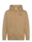 Graphic Fullzip Hoodie Tops Sweatshirts & Hoodies Hoodies Beige GANT