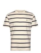 Striped Ss T-Shirt Tops T-Kortærmet Skjorte Cream GANT