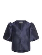 Cleo Pouf Sleeve Blouse Designers Blouses Short-sleeved Navy Malina