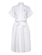 Belted Linen Shirtdress Knælang Kjole White Polo Ralph Lauren