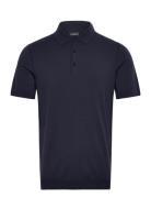 Ridge Knitted Polo Designers Knitwear Short Sleeve Knitted Polos Navy ...