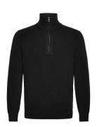 Alex Half Zip Knitted Sweater Designers Knitwear Half Zip Jumpers Blac...