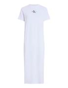 Monologo Long Rib Tee Dress Maxikjole Festkjole White Calvin Klein Jea...