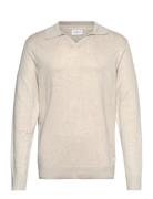 Ecovero L/S V-Neck Polo Tops Knitwear V-necks Beige Lindbergh